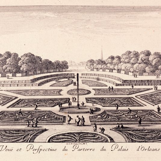 Veuë et Perspective du Parterre du Palais d'Orleans.