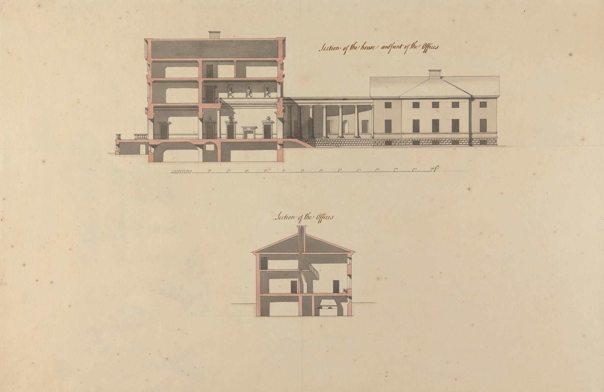 Headfort House, Ireland: Sections of the House and Offices