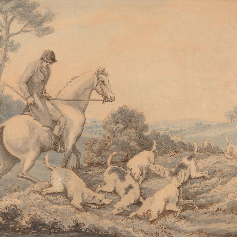 Myles Sandys' Hounds and Huntsmen Scenting a Hare