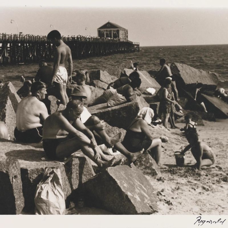 Untitled--Sunbathers on Slabs of Stone at Beach, from the portfolio Photographs of New York