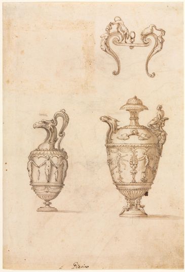 Design for Two Vases and an Ornament (recto)