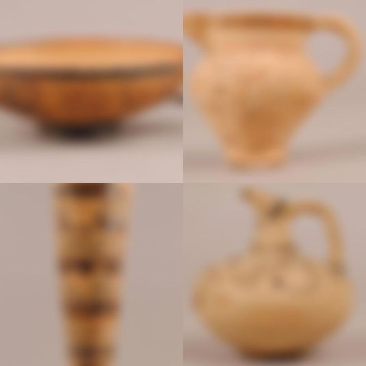 Minoan jugs, axe and larnax