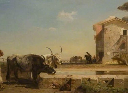 Cattle at a Drinking Place in the Campagna, Rome