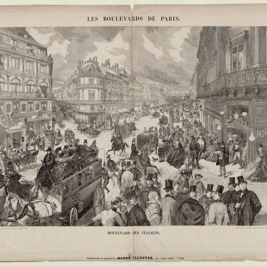 Supplément au journal Le Monde Illustré N°60 : Les boulevards de Paris. / Boulevard des Italiens