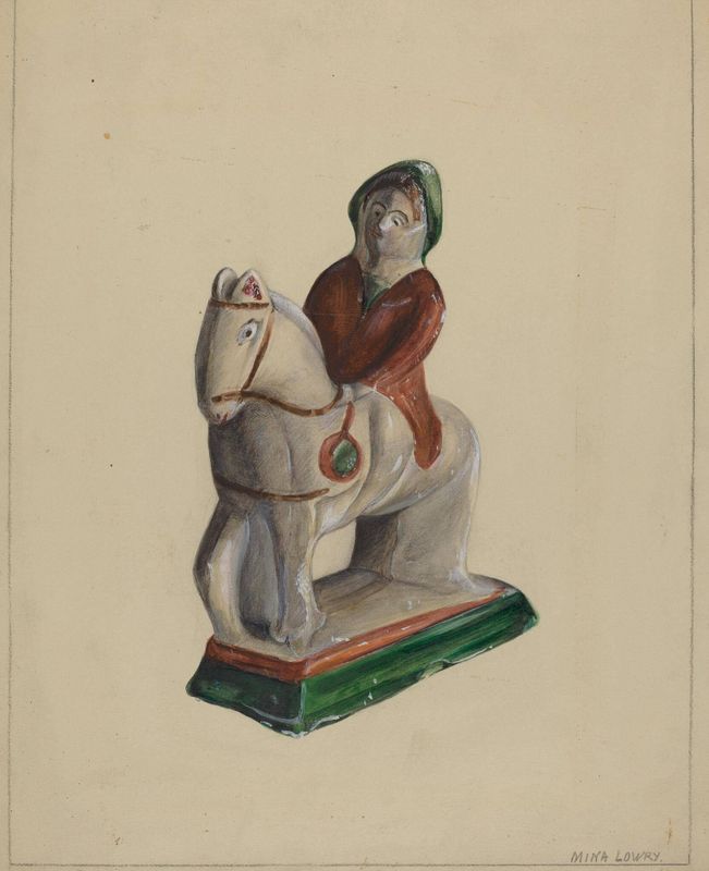 Pa. German Chalkware Woman on Horse