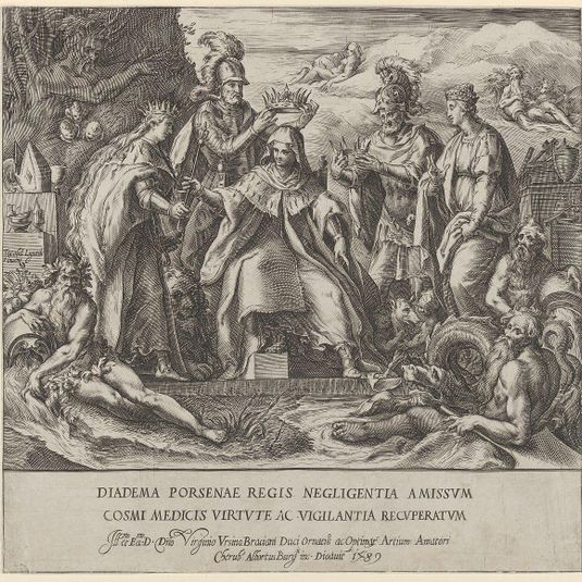Allegory of the Medici Family with river gods in the foreground and in the clouds at right