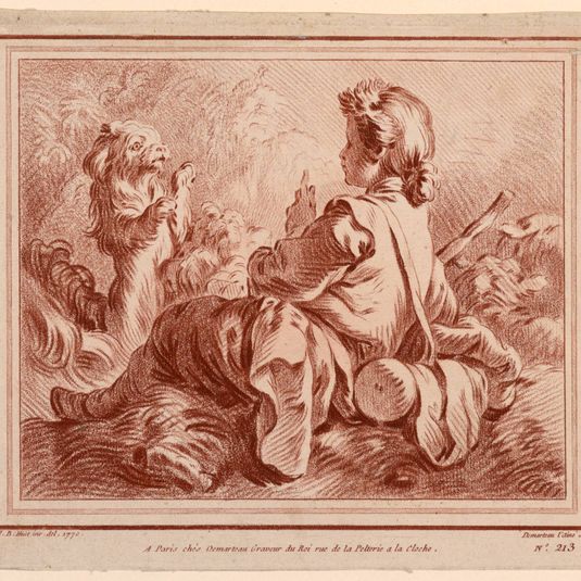 Seated Shepherd Playing with a Dog