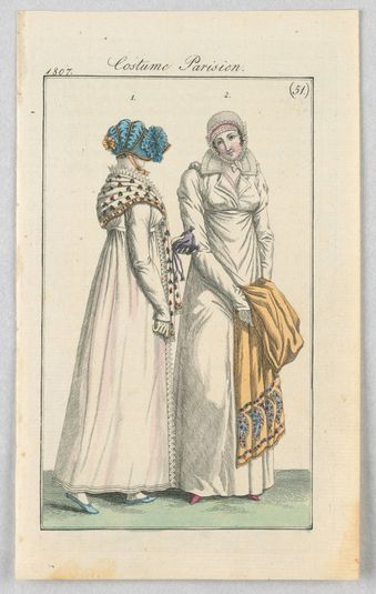 Plate 51, Costume Parisien (Parisian Costume), Journal des Dames et des Modes (Journal of Ladies and Fashion)