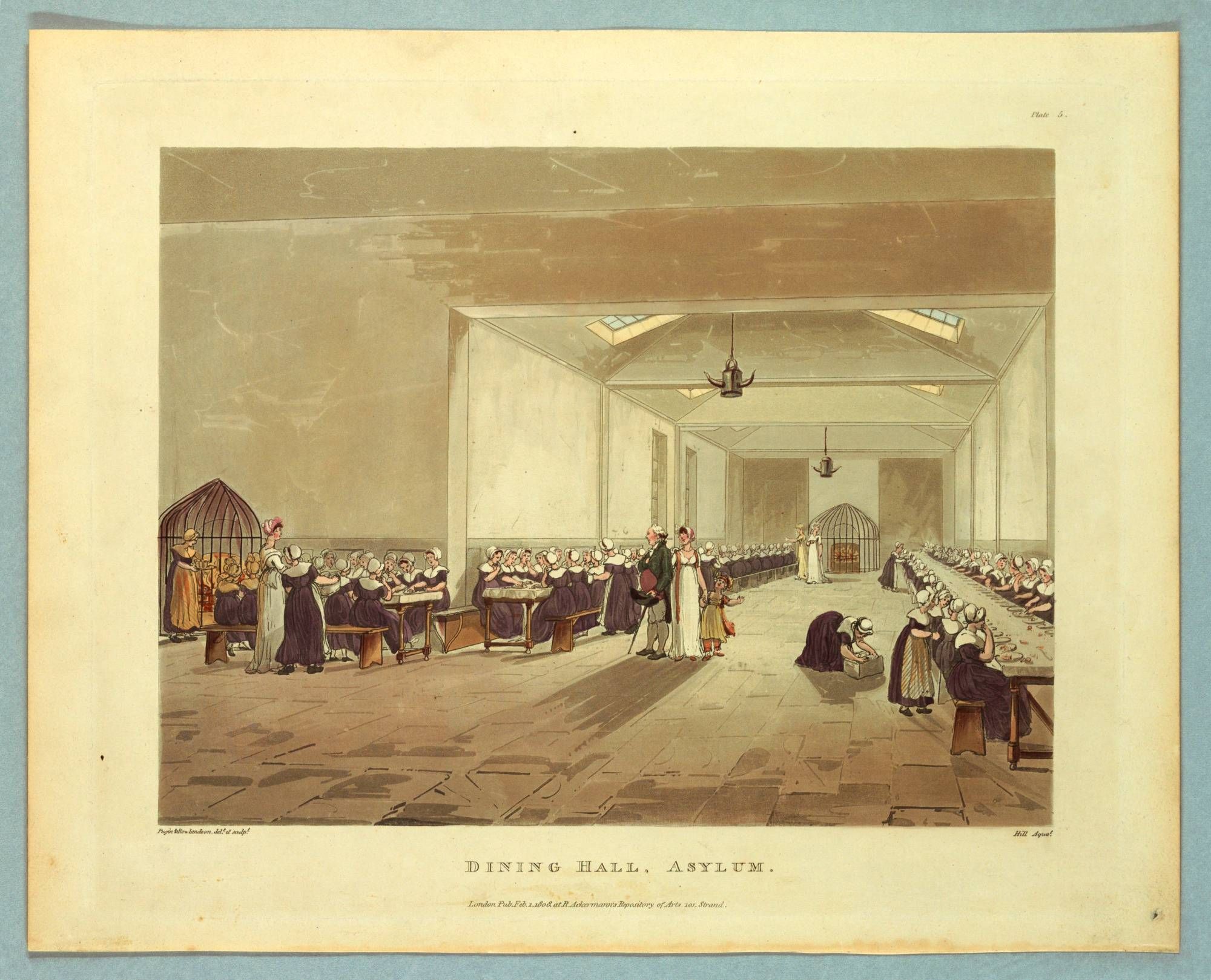 Dining Hall, Asylum, from "Ackermann's Repository"