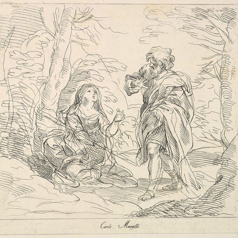 Seated woman and Bearded Man in a Landscape