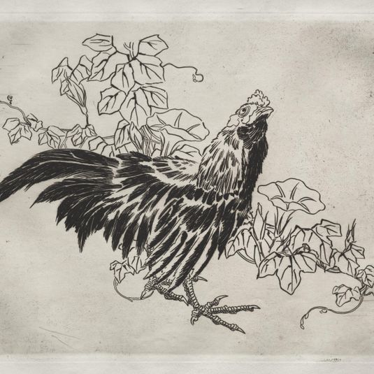 Dinner Service (Rousseau service): Rooster and morning glories (no. 25)