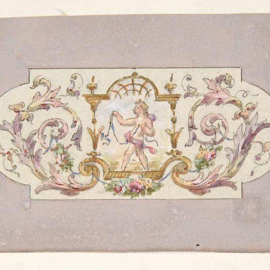 Design for a ceiling with a putto set in a border