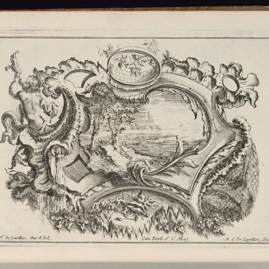 Cartouche with Putto Blowing Conch, Livre de Cartouches Irréguliers (Book of Irregular Cartouches)
