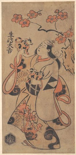 The Actor Ikushima Daikichi as a Woman Standing under an Ume Tree
