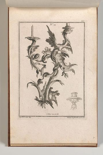 Design for a Two-Armed Candelabra with a Dragon, Plate 1 from an Untitled Series of Designs for Suspended Candelabras