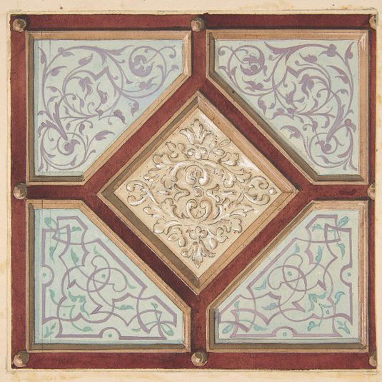 Design for a coffered ceiling with alternative decorative patterns