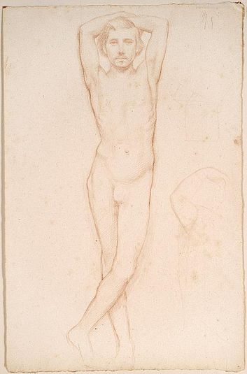 Standing Male Nude (recto); Standing Male Nude Seen from Behind (verso)