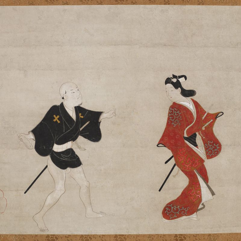 Young Samurai and a Manservant as Mitate of Huanshigong and Zhang Lian