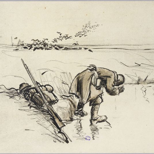 Album, Croquis de guerre par Sem , 1917-1918 : Rafraîchissement à l'étang