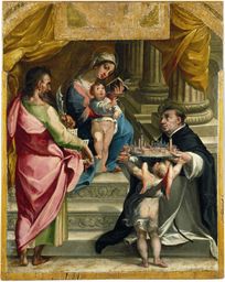 San Bartolomeo e il Beato Ambrogio Sansedoni che offre la città di Siena alla Madonna