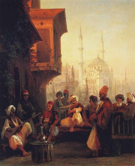 Coffee house by the Ortaköy Mosque in Constantinople
