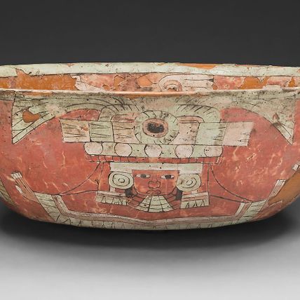 Bowl Depicting a Ritual Figure and Flaming Torches