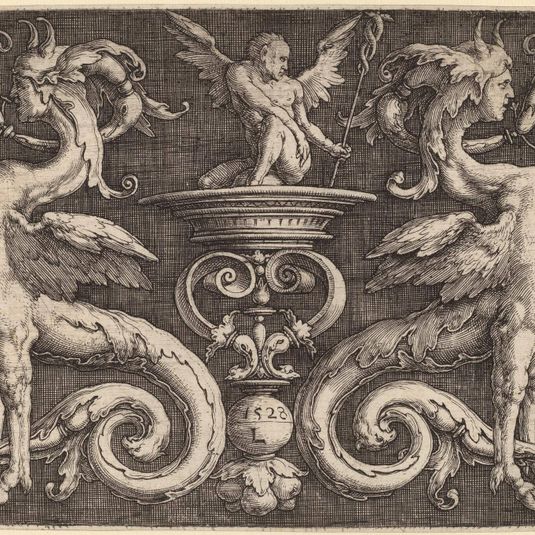 Ornament with Two Sphinxes and a Winged Man