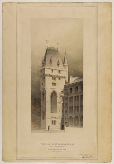 Hôtel des Ducs de Bourgogne, relevé d'état et projet de restauration. Vue perspective, restauration