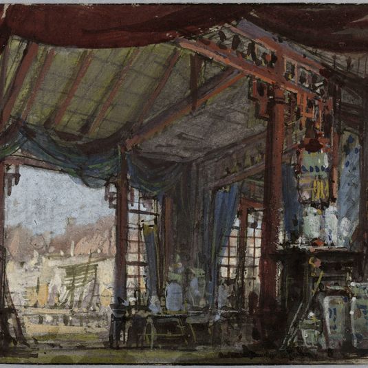 Projet de décor pour l'Opéra Comique "La Princesse Jaune" de Gallet et Saint-Saens, 2ème arrondissement, en 1873