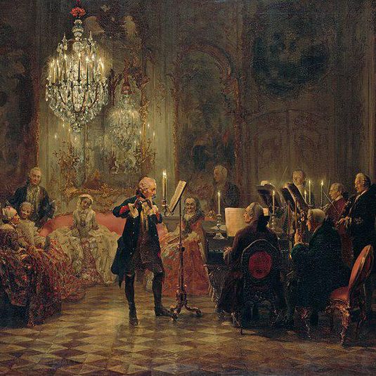 Frederick the Great Playing the Flute at Sanssouci