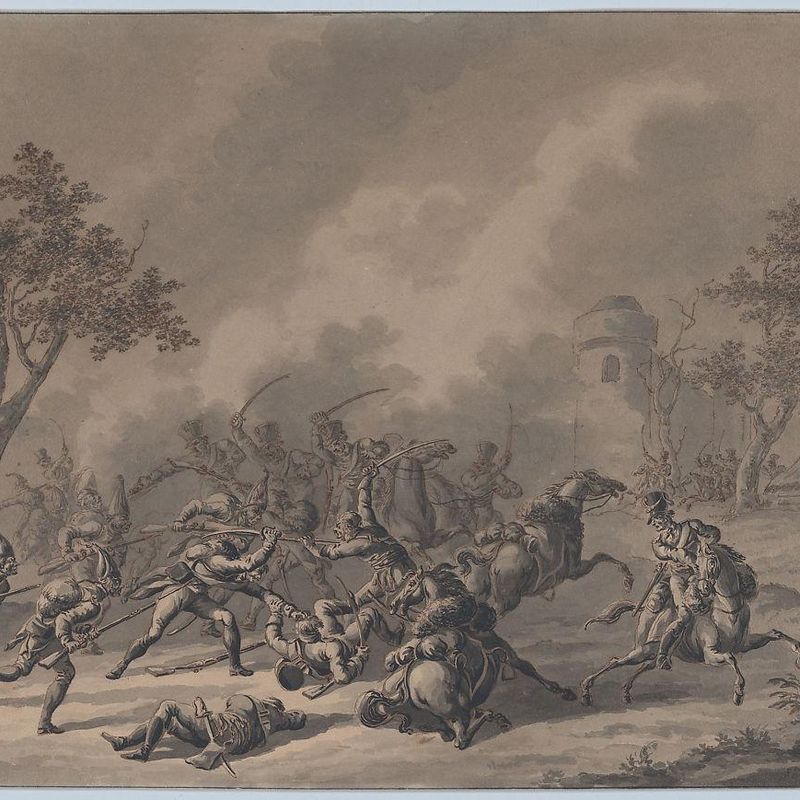 A Battle Between Cavalrymen and Infantry