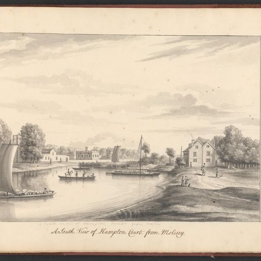A volume of ten drawings of Hampton Court taken by the life - A South View of Hampton Court from Molesey