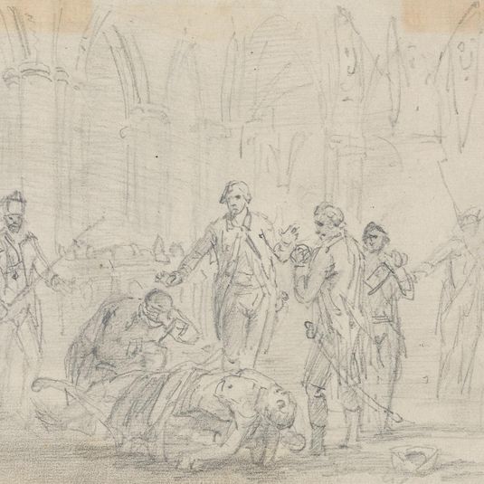 Dying Man in Church with Soldiers