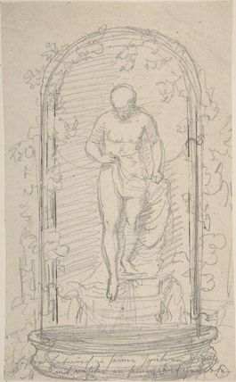 Recto:Nude Female Figure in a Niche Verso: Study for a Fountain