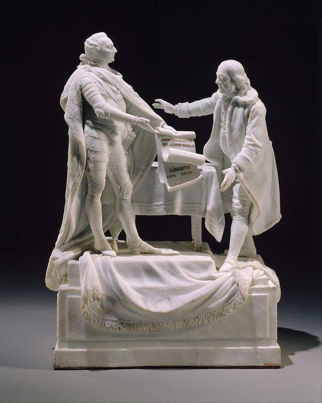 Figure of Louis XVI and Benjamin Franklin