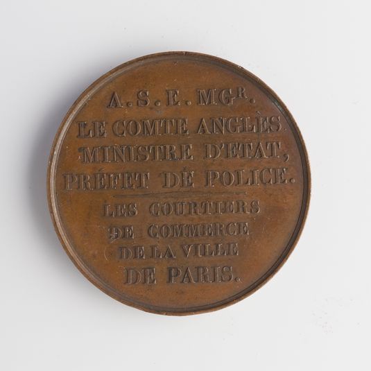 Hommage des courtiers de commerce de la Ville de Paris à Jules Jean-Baptiste Anglès, ministre et préfet de Police, 1818