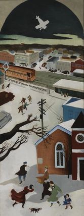 Suburban Post in Winter (mural study, Freeport New York Post Office)
