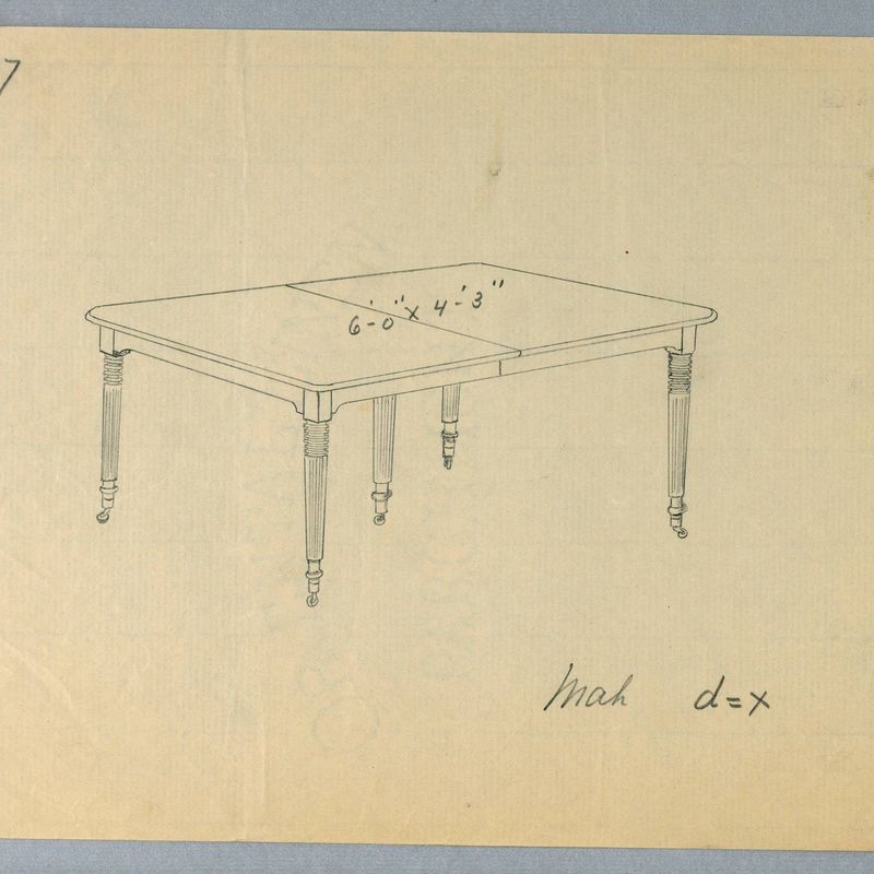 Design for a Rectangular Table with Five Fluted Legs