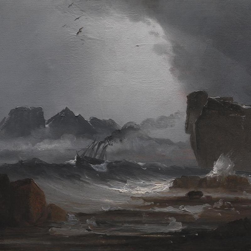 Rough Sea with a Steamer near the Coast of Norway