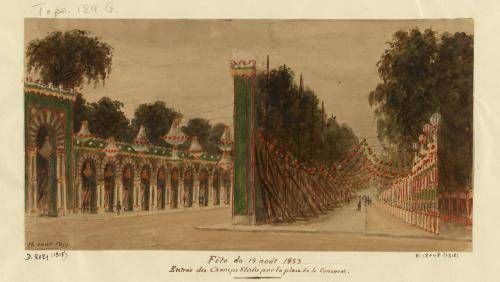 Fête du 15 août 1853, entrée des Champs-Elysées par la place de la Concorde
