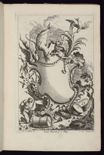 Cartouche with Chained Figure, Livre de Cartouches à divers usages (Book of Cartouches for Different Uses)