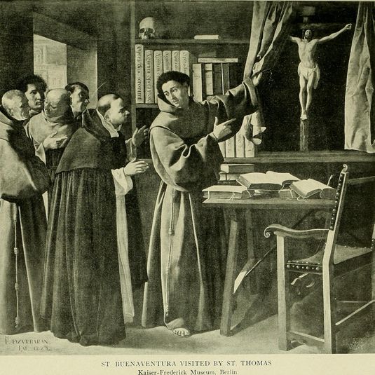 Saint Bonaventure and Saint Thomas Aquinas in Front of the Crucifix
