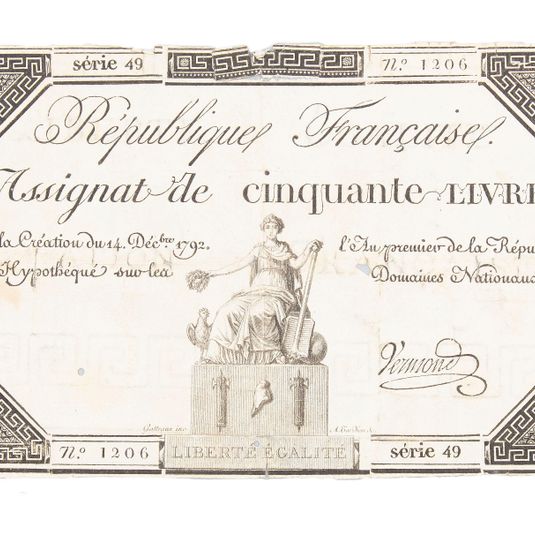 République Française Assignat of 50 Livres, 1870–99
