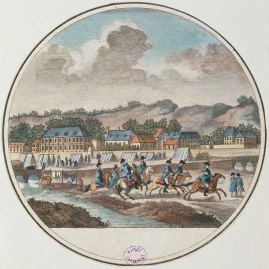 Révolution française : Journée du 19 août 1792 : Fuite de Lafayette devant le camp de Sedan. Nº86, planche 6 de la "Galerie Historique..."
