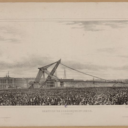 Erection de l'obélisque de Louxor, place de la Concorde, le 25 octobre 1836