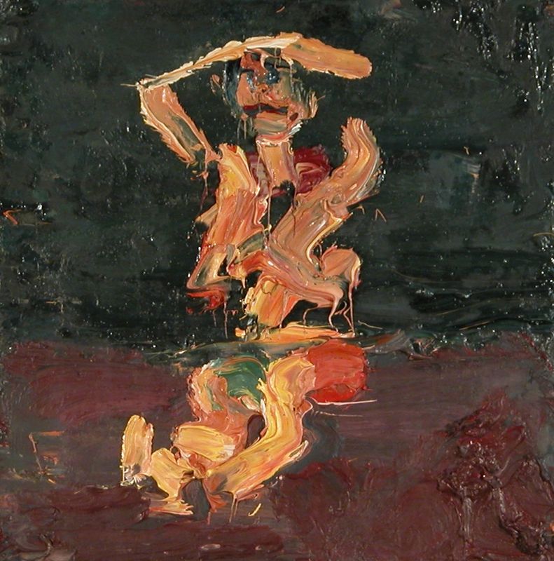 Seated Figure with Arms Raised
