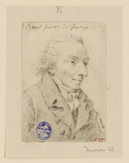 Portrait du peintre de paysage Auguste Echard : en buste, profil à droite