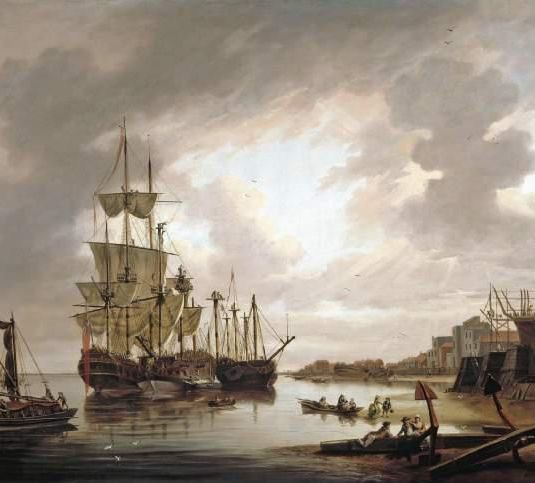 British men-of-war at anchor in Blackwall Reach