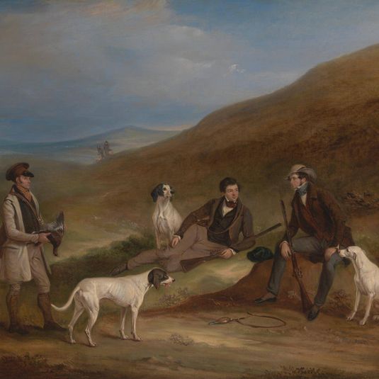 Edward Horner Reynard and his Brother George Grouse-Shooting At Middlesmoor, Yorkshire, with Their Gamekeeper Tully Lamb