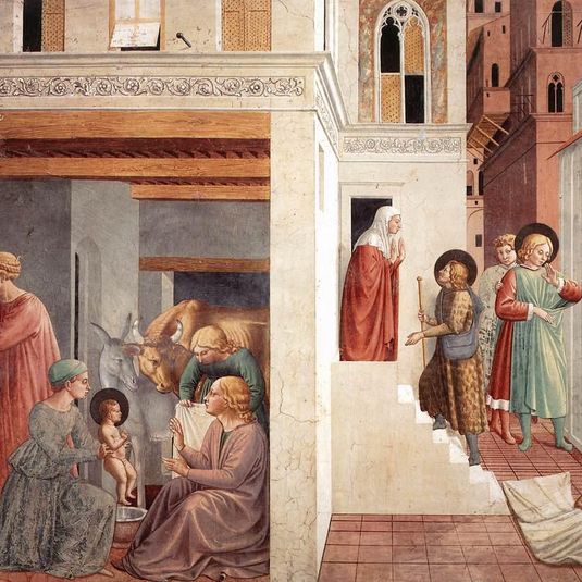 Birth of St. Francis, Prophecy of the Birth by a Pilgrim, Homage of the Simple Man